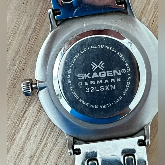 Skagen Steel Watch Blue Dial Stain Case, Bracelet, Hands, Markers